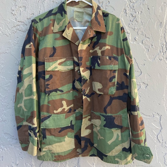 Reclaimed Mens Woodland Camouflage Jacket Small-Regular Upcycle Military Granpa